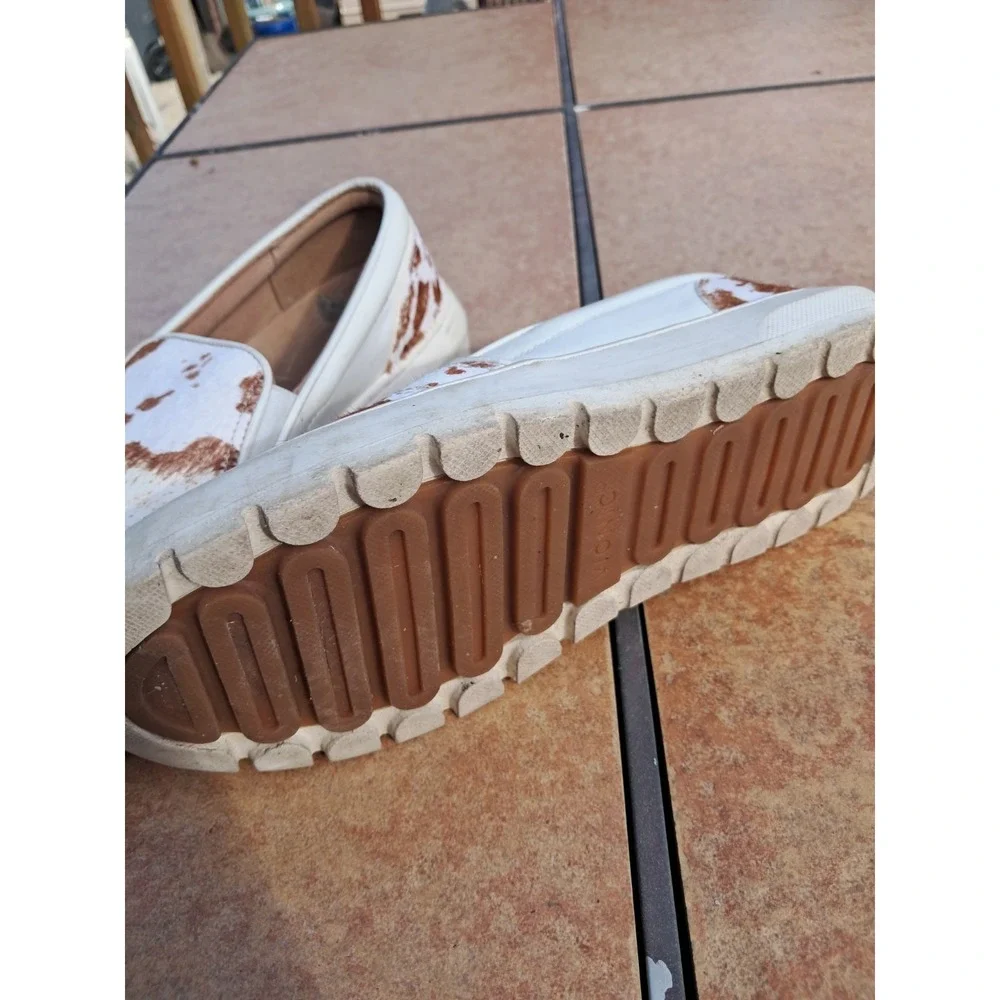 Vionic DINORA Brown/White Calf Hair Platform Slipon Sneakers Size 7